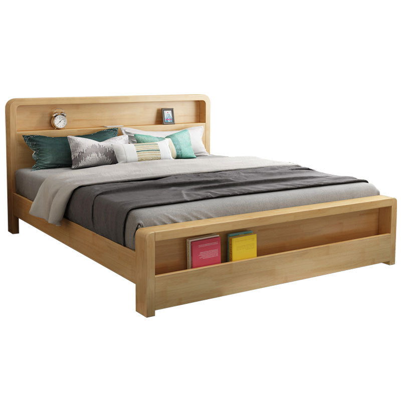 DELVY rounded corner double bed hydraulic bed solid wood 