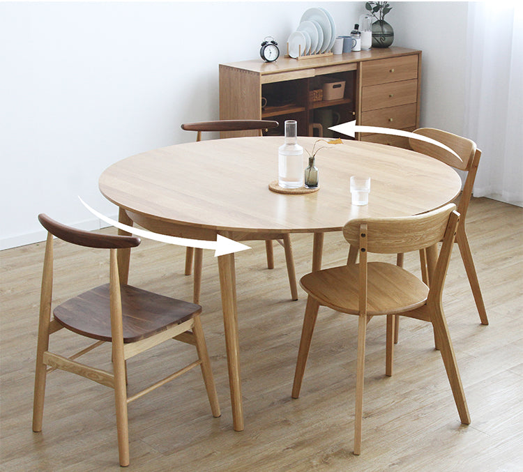 PLANTIOUS rotating telescopic dining table red oak