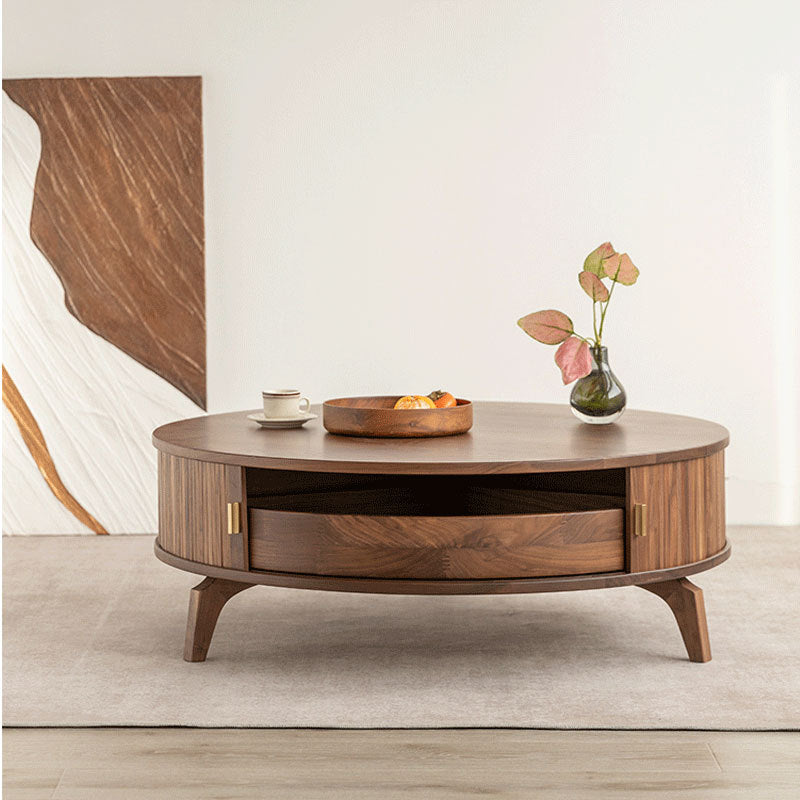 PRIMUS round coffee table in black walnut wood – Caterlog木錄