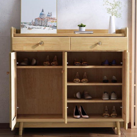 GLORIE rattan woven shoe cabinet solid wood